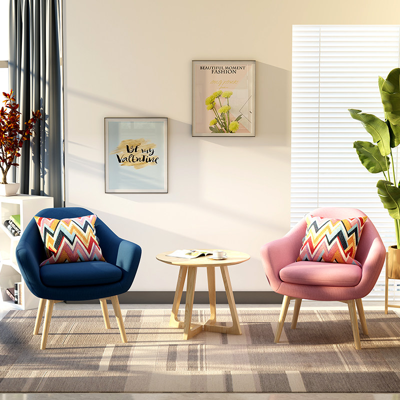 Casual table and chairs combination Sub-single small round table family type balcony minimalist apartment Nordic cloth art book room sloth sofa chair