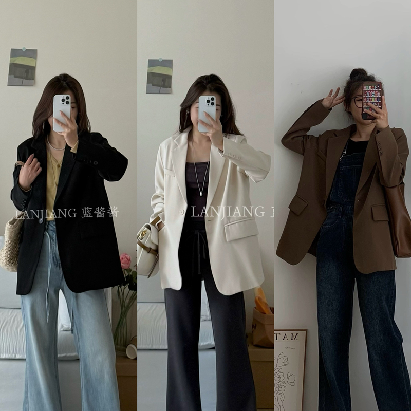 Lanjiang Blue Sauce Petite Women's Clothing Korean Style ins Versatile Blazer for Petite Women