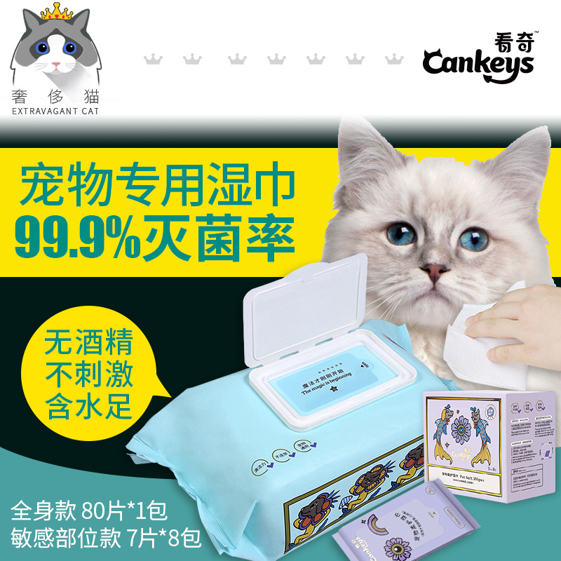 Luxury Cat - -Cankeys Watch Chic Pets Wet Wipes Cats Kitty Eye Noses Ear Hygiene Silver Ions Germicidal Cleaning Wet Wipes