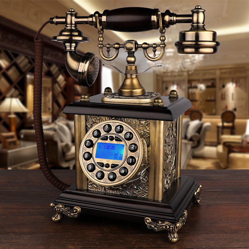 American solid wood antique telephone European-style vintage vintage Home Machine Cards Telecommunications Living Room Antique Fixed Telephone