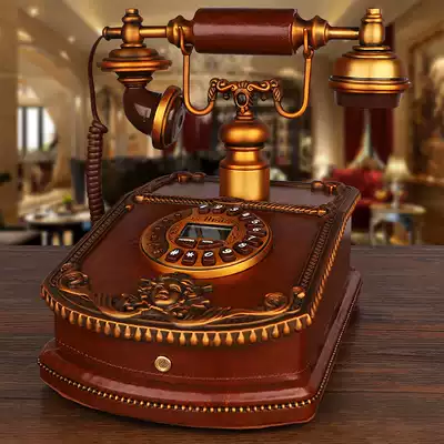 American classical antique telephone old retro creative leather pattern fixed office telephone landline wireless card