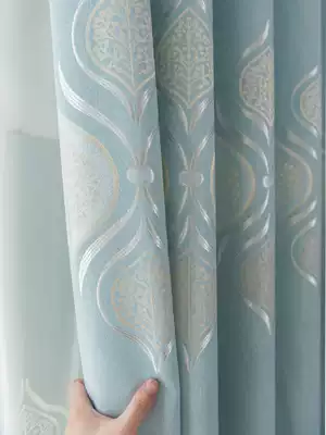 2021 new light luxury atmosphere bedroom blackout curtain cloth high-end living room floor-to-ceiling window balcony study simple finished product