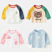 Baby Long Sleeve T-shirt Pure Cotton Girl Blouse 3 Small Children Beating Undershirt Spring Autumn Baby Clothes Boy Autumn Clothes Boy Clothing