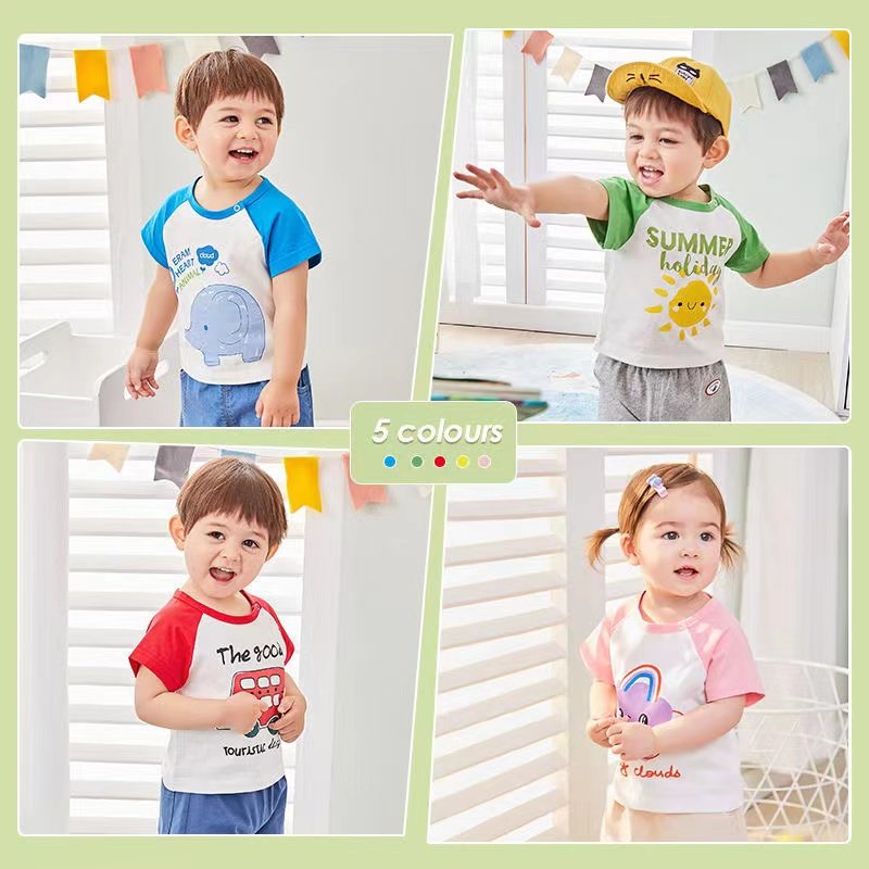 Baby Summer Short Sleeve Pure Cotton T-shirt Baby Casual Half Sleeve Beating Undershirt Boy Girl Blouse Thin clothes
