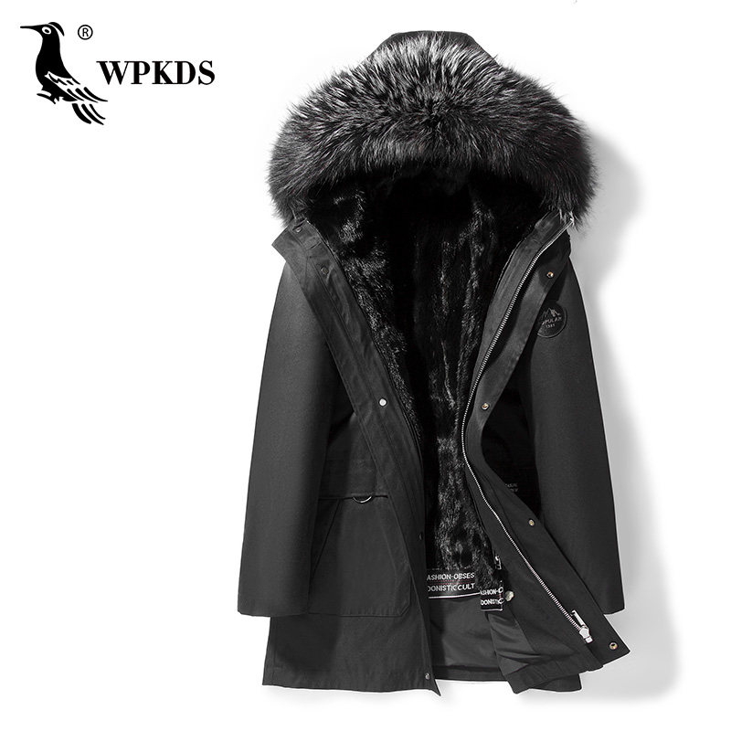 Original eco-fur integrated male coat lamb wool medium long version of Henning genuine fur even hat pythons to overcome male