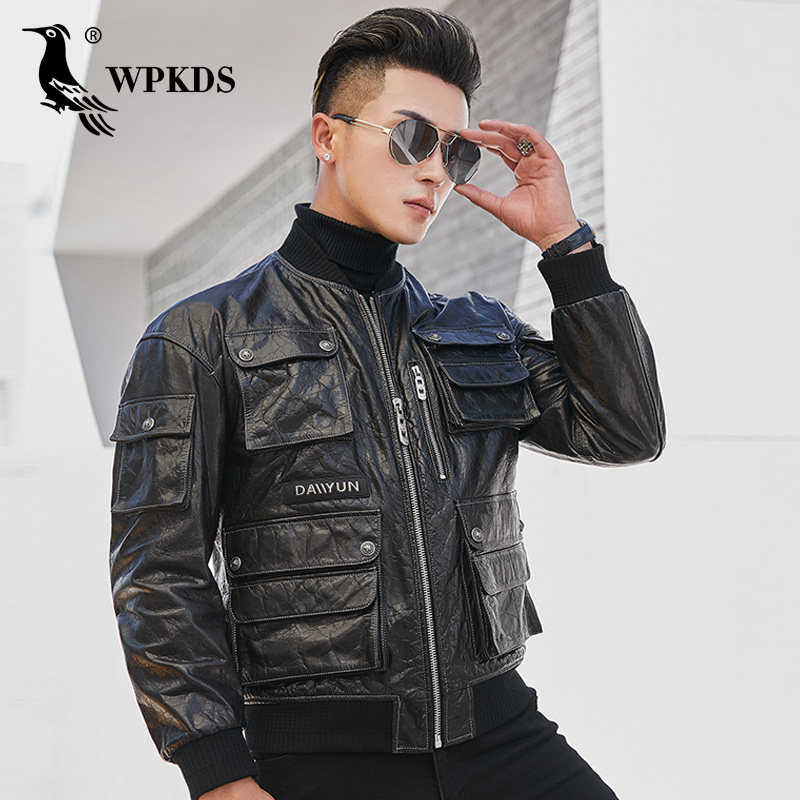 Henning Tooling Baseball Uniform Leather Clothing Male Dermis Locomotive Youth Oil Wax Head Layer Cow Leather Jacket Tide Handsome and Jacket Thin
