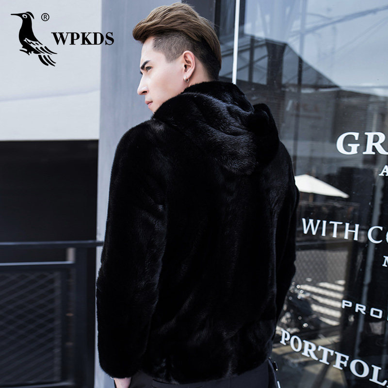 Imported whole mink men's clothing Haining mink leather jacket men's mink Grand coat Short-style men's water mink fur fur jacket winter