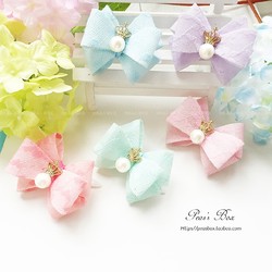 Peas box Korean style lace three-dimensional crown pearl pet bow headdress teddy dog ​​head flower