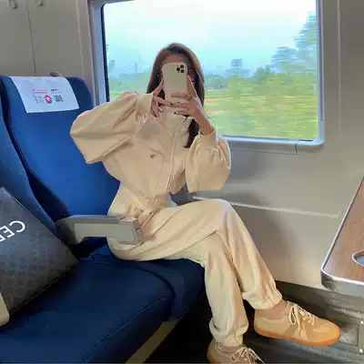 MAJE DVAWN sweater suit women's autumn 2021 new casual sports age-reducing loose tooling two-piece set