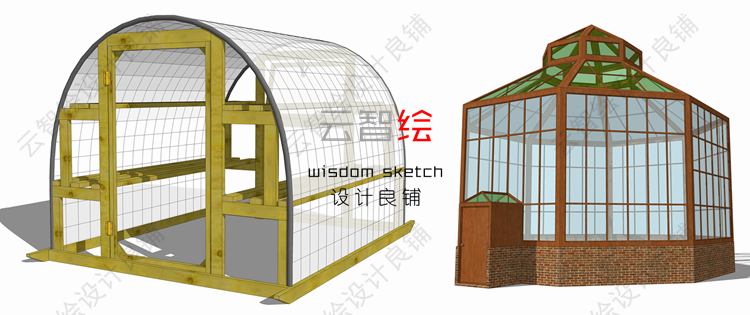 T22 大棚温室sketchup SU模型生态观光农业采摘园景观-28