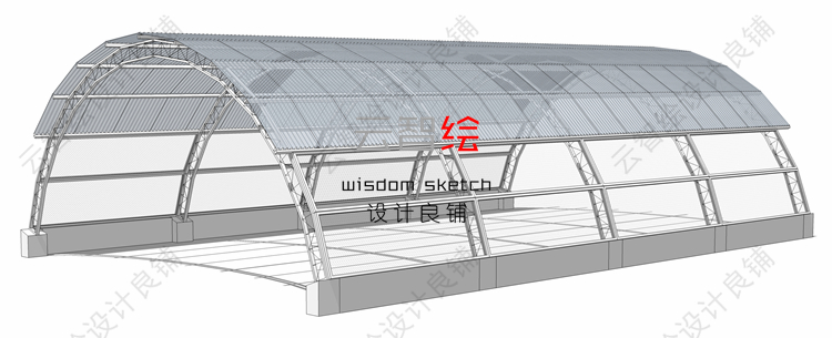 T22 大棚温室sketchup SU模型生态观光农业采摘园景观-6