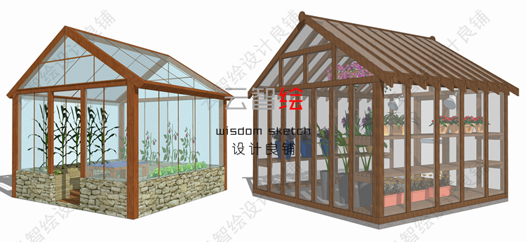 T22 大棚温室sketchup SU模型生态观光农业采摘园景观-27