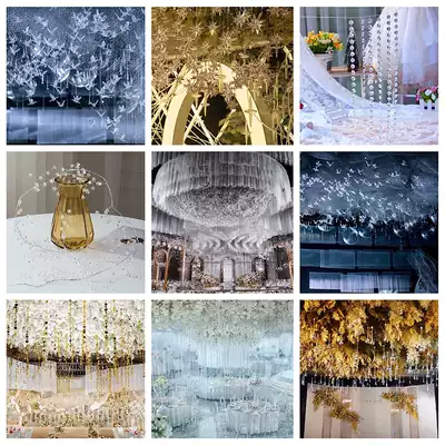 Wedding ceiling decoration hanging decoration mirror sequin curtain acrylic water droplets transparent bird aerial hanging bead curtain beads