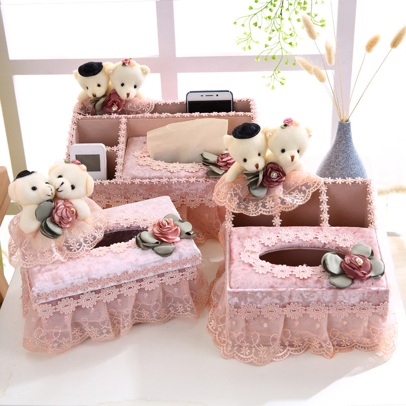 Cloth versatile paper towels box toilet paper box Living room European-style remote control containing box cute creative paper towel box
