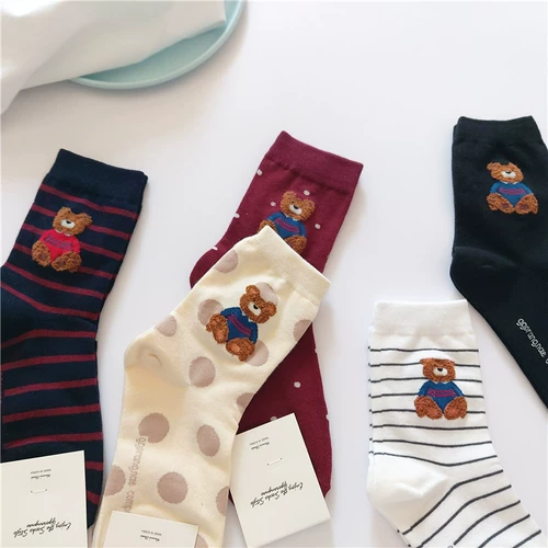 Tide, летние милые мультяшные носки, с медвежатами, средней длины