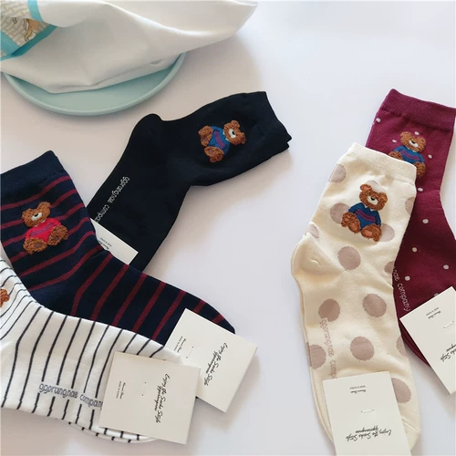 Tide, летние милые мультяшные носки, с медвежатами, средней длины