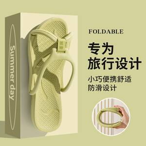 Folding Travel Slippers for Women, Summer Portable Swimming Flip-Flops, Disposable Hotel Business Trip Sandals for Men