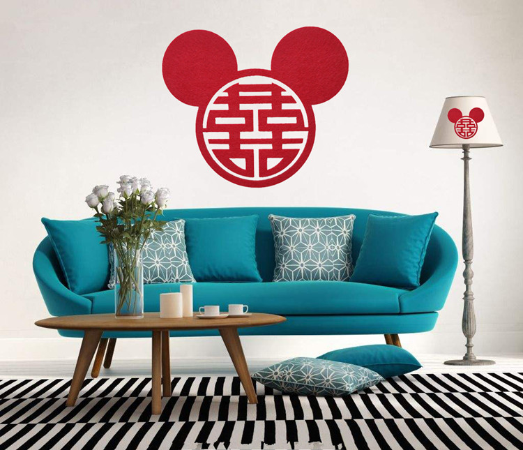 Wedding decoration wedding supplies Mickey happy word stickers window glass oversized happy word door stickers creative newlywed double happiness word