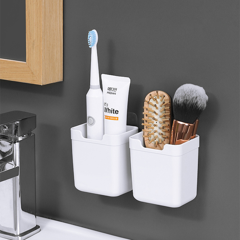 South Korean toothbrush shelving cup holder Makeup Room Bathroom Wall-mounted Suction Cup Perforated electric toothbrush shelf