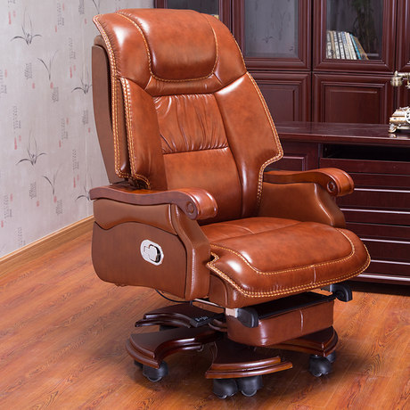 真皮老板椅商务可躺按摩电脑椅子家用办公室椅子靠背座椅舒适转椅