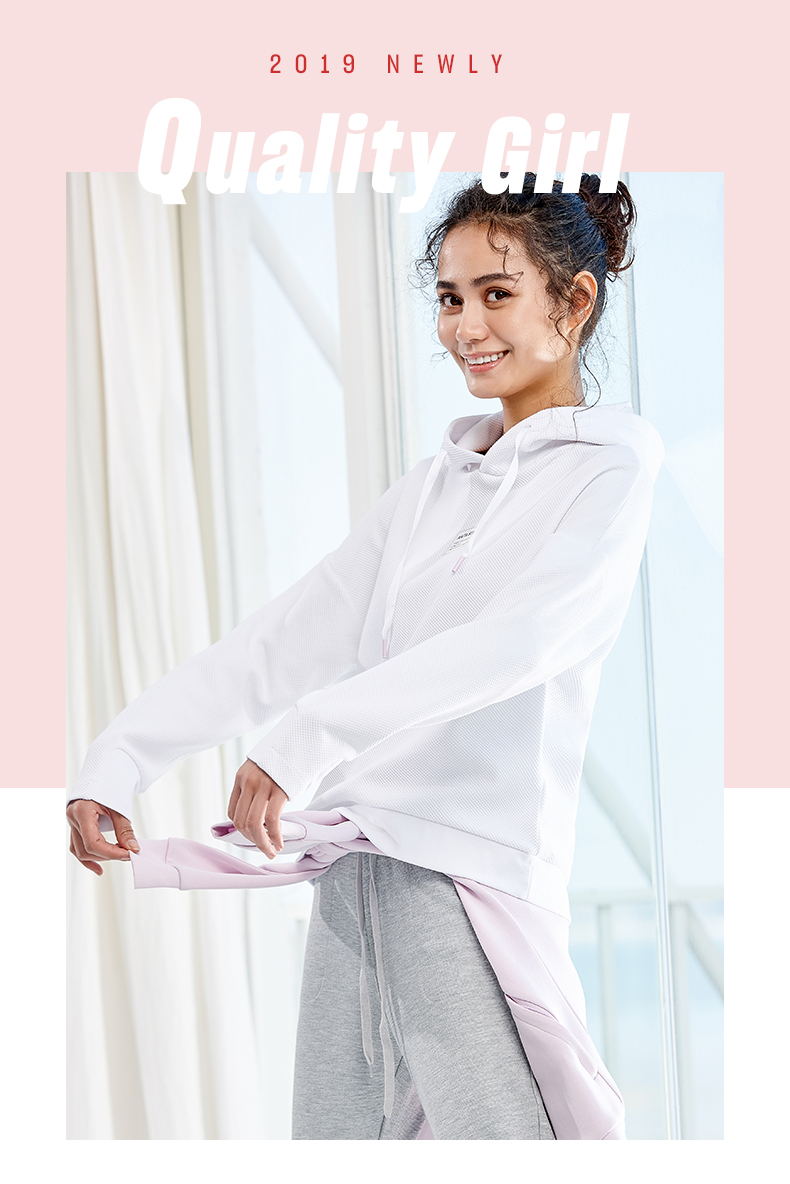 Anta thể thao áo len trùm đầu nữ 2019 hè mới Áo len chui đầu áo len màu hồng phụ nữ - Thể thao lông cừu / jumper áo thun dài tay