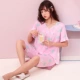 Bộ đồ ngủ cotton lụa dành cho người lớn mùa hè cotton lụa tinh khiết phụ nữ rayon quần ngắn tay điều hòa nhiệt độ tại nhà phù hợp với mùa hè mỏng - Bên ngoài ăn mặc