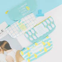 Korean zipper canvas pencil bag for female students with simple small fresh large capacity pencil bag cute portable stationery box