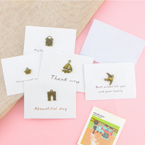Metal Ancient Bronze Small Greeting Cards Blessing Cards Message Card Activity Birthday Holiday Classmates Presents the Wind Brief