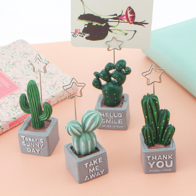 Cute Cactus Styling Resin Message Clip Pence Clip Creative Desktop Swing Piece Photo Clip clip Convenience Sticking Clip