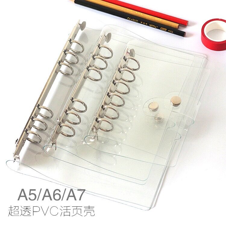 Transparent Living Page Clip Notepad Stationery Six Holes PP Shell Creative Hand Ledger Diary A567 notebook