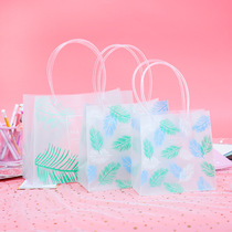 Small fresh transparent frosted gift bag handbag minimalist creative PVC plastic palm leaf shopping bag
