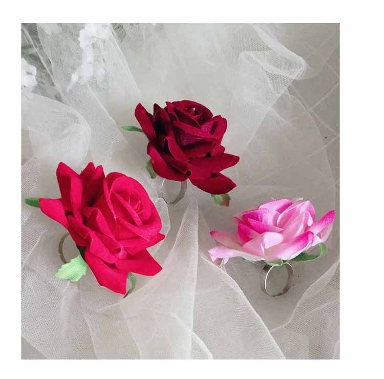 Handmade vải mô phỏng hoa hồng vòng vòng hiệu suất thiết lập ngón tay hoa vòng hoa ảnh phụ kiện ảnh - Nhẫn nhẫn bạc