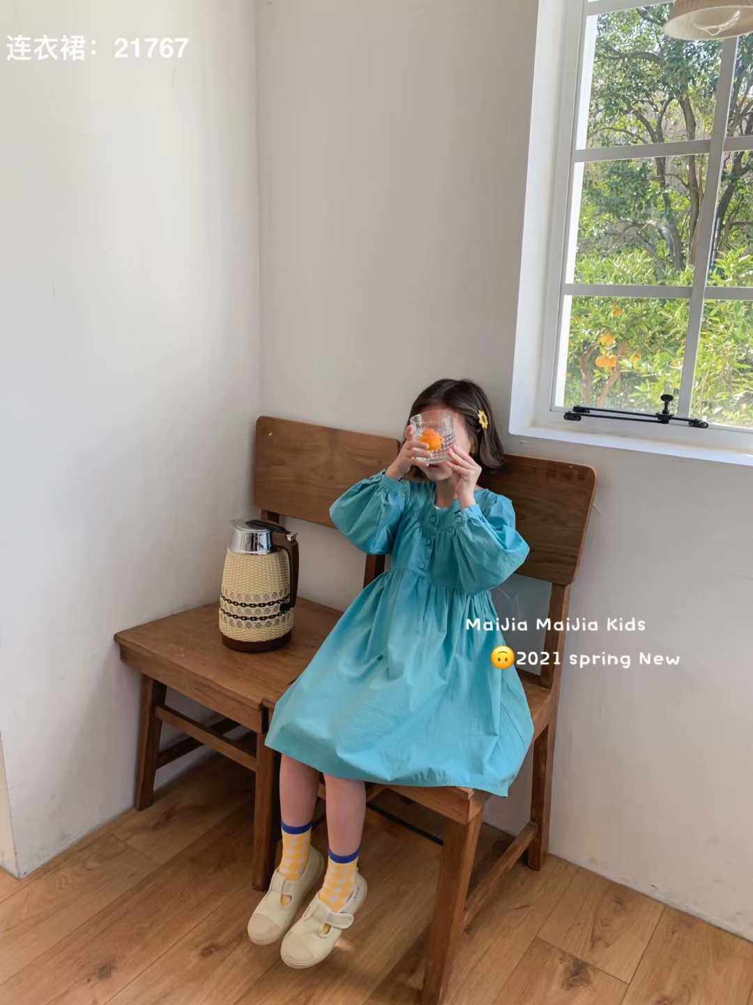 Mecca maijia brand children's clothing girls 2022 autumn new cotton long-sleeved dress 21767