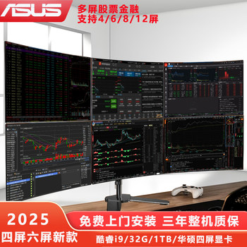 Asus Multi-Screen Host Computer for Stock and Futures Trading, One Machine with Six Screens or Eight Screens, a Trading Tool for Financial Market Analysis, Desktop Computer Host