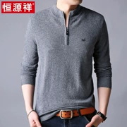 Hengyuanxiang mùa thu và mùa đông nam dây kéo cổ áo màu rắn cashmere áo len người đàn ông giản dị của áo len cashmere áo len đáy áo