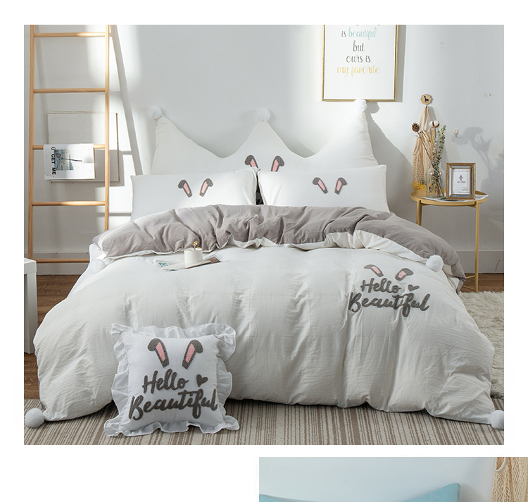 Giường bốn mảnh lưới đỏ ga trải giường cô gái dễ thương trái tim chăn sinh viên ký túc xá đơn ba mảnh phim hoạt hình màu cam - Khăn trải giường chăn trải giường