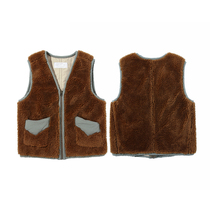 TRIPPY 美式复古军事风 羊羔绒棕色泰迪绒 拼色 男女款 秋冬马甲
