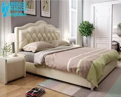 American leather art pull buckle headboard simple solid wood soft bag bed headboard back double master bedroom hotel bed screen set