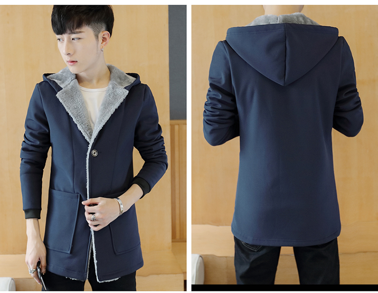 Áo gió mùa đông nam dài phiên bản Hàn Quốc của bộ đồ cotton đẹp trai Áo khoác mỏng cho học sinh cộng với áo nhung dày áo gió giá rẻ