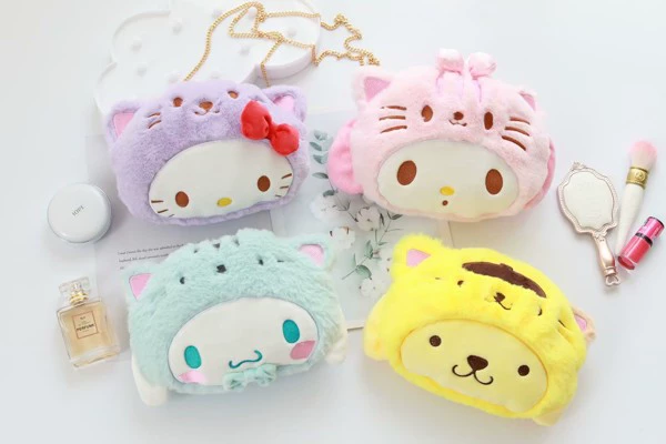 [1 gói] trái tim cô gái ~ Melody tai chó lớn thay đổi chuỗi mèo nhỏ ba lô Messenger Túi mềm em gái túi điện thoại di động - Túi điện thoại