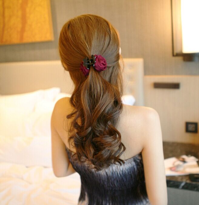 Phiên bản tiếng Hàn đầy đủ của clip bắt hoa trung bình bắt tóc kẹp tóc kẹp tóc đuôi ngựa chuck hoa đầu trang sức phụ kiện tóc F1545 băng đô turban