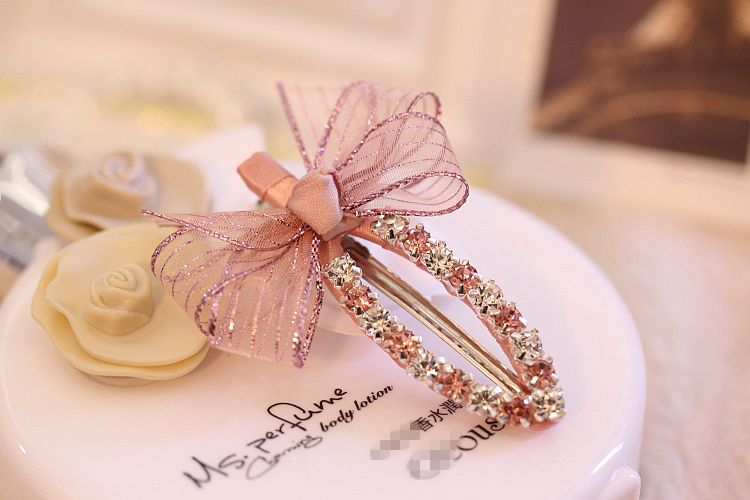 Nữ thần siêu flash Hàn Quốc rhinestone kẹp tóc khí chất nơ crepe kẹp tóc kẹp bangs clip phụ kiện tóc - Phụ kiện tóc kẹp phồng chân tóc