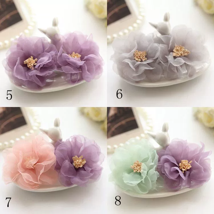 Phụ kiện tóc hoa crepe mùa xuân clip kẹp tóc kẹp tóc mô phỏng hoa top clip mũ nón L40 - Phụ kiện tóc