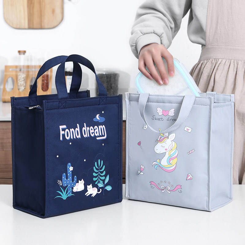 Students waterproof handle handle package aluminum foil thicker large capacity lovely lunch bag with meal insulation bag