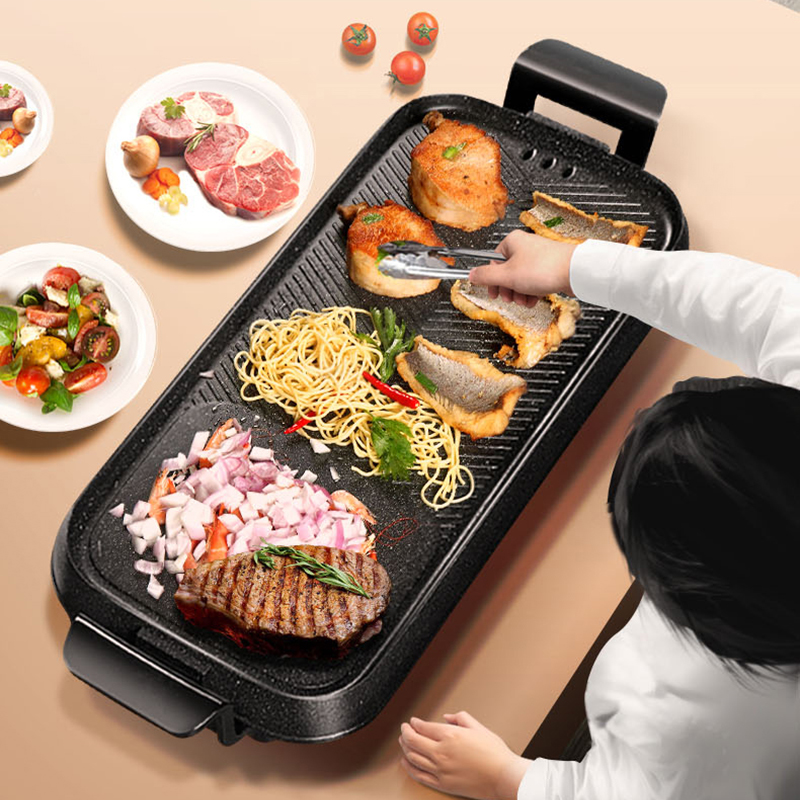 Barbecue plate Electric baking plate Electric oven Household barbecue multi-function grilled fish stove barbecue pot barbecue machine Teppanyaki plate