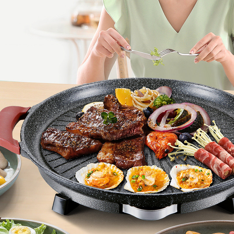 Mai fan stone grill plate electric roast plate grill shabu-shabu grill one pot electric grill grill teppanyaki plate household round