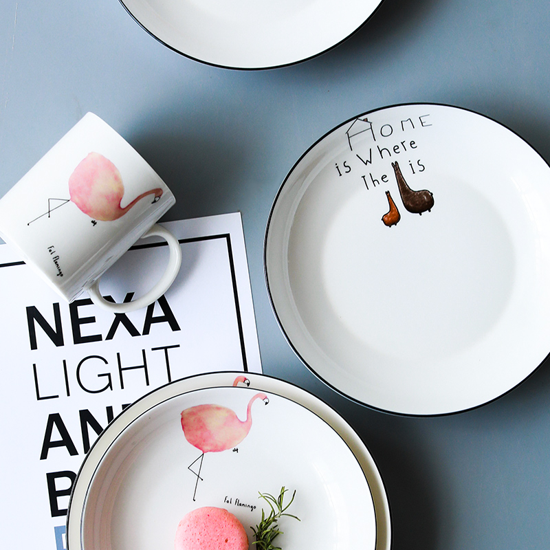 Ins dinner plate Japanese creative ceramic breakfast tray was deep dish web celebrity tableware express cartoon dish dish dish of household