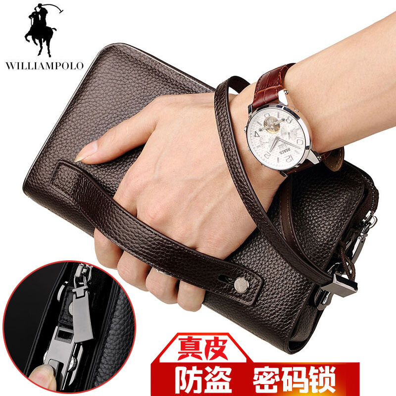 Royal Rafa Laurenma Ball Business Handbags Men's leather Handbags Bull Leather Large Capacity Men's Casual Pull Bracelet Handbags Theft