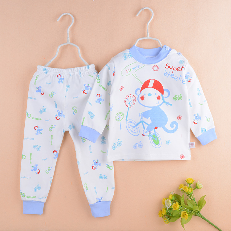 Bộ đồ lót trẻ em cotton cài vai bé trai mùa xuân và mùa thu dài tay áo mùa thu 5 dịch vụ tại nhà 1-2-3 shop quan ao baby