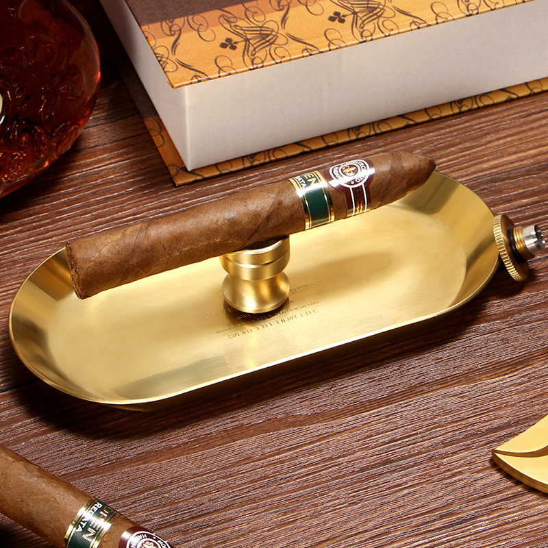 Jialong golden light luxury cigar ashtray bronze simple personality fashion modern sharp cigar drill cigarette holder